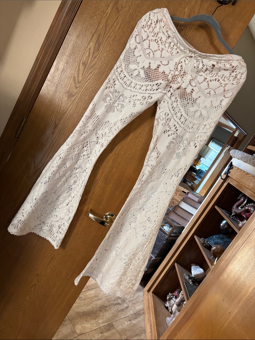 Spell White Crochet Flare Pants—older run from years ago